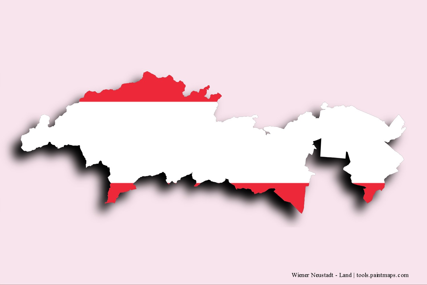 Mapa de la bandera de Wiener Neustadt - Land con efecto de sombra 3D