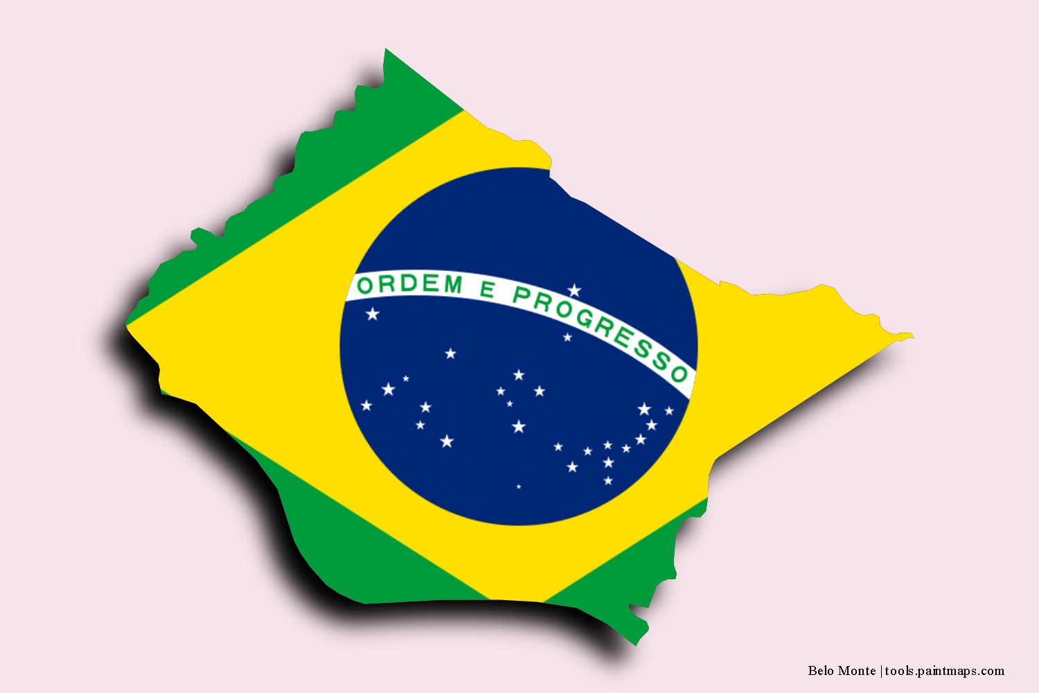 flag map of Belo Monte with 3D shadow effect