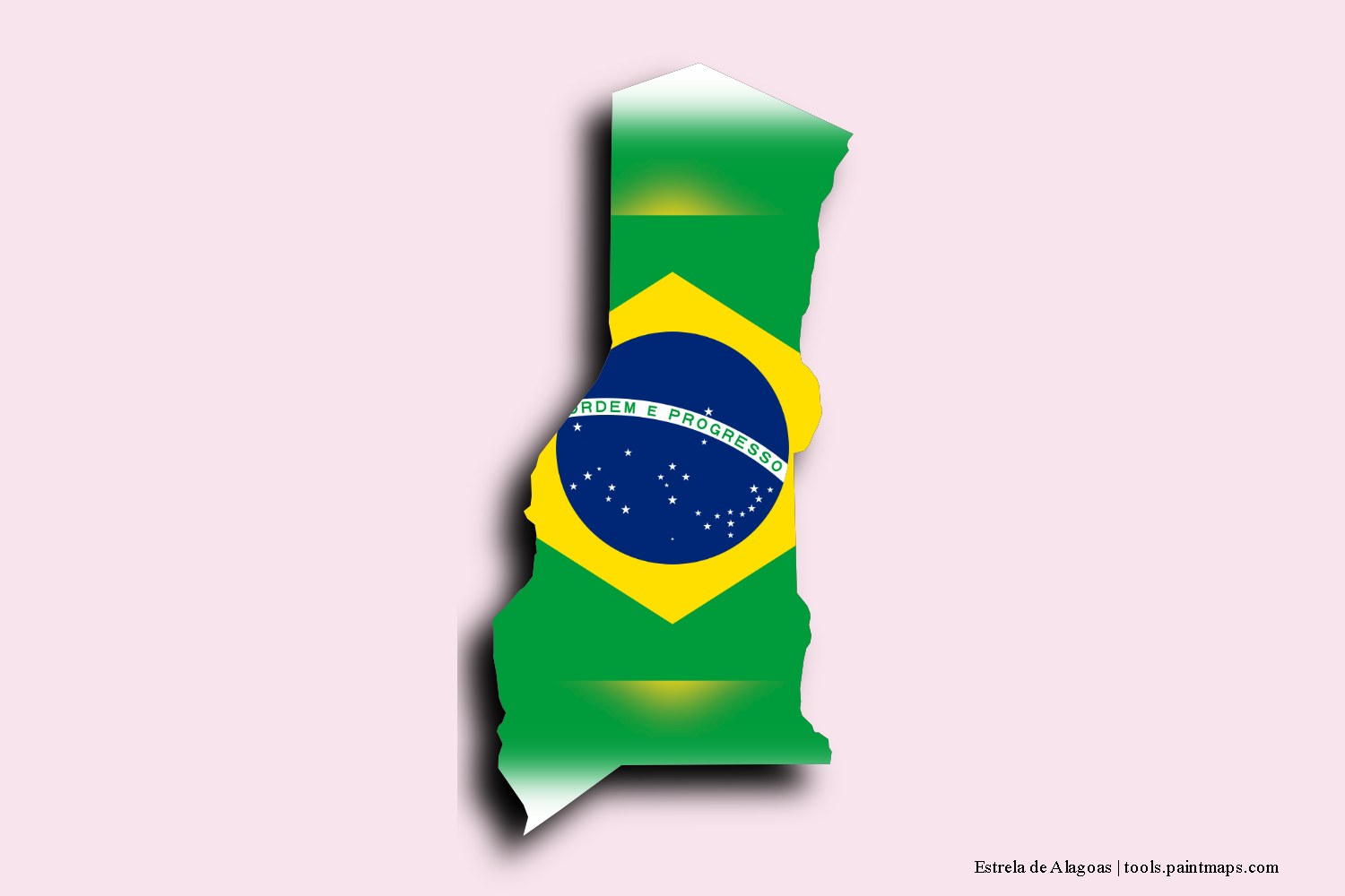 flag map of Estrela de Alagoas with 3D shadow effect