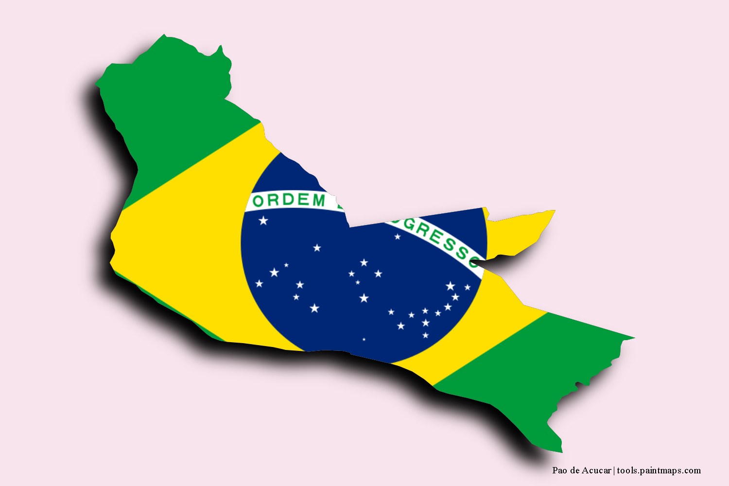 flag map of Pao de Acucar with 3D shadow effect