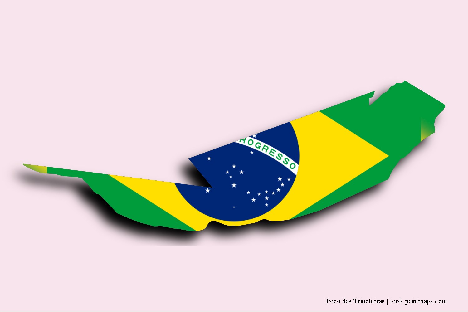 flag map of Poco das Trincheiras with 3D shadow effect