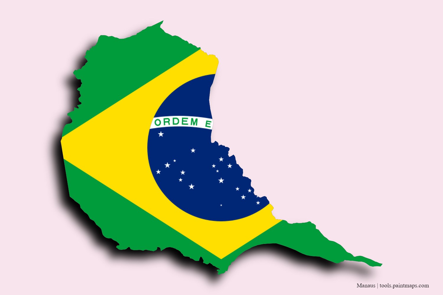 flag map of Manaus with 3D shadow effect