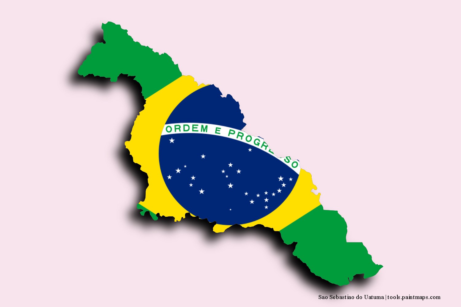 flag map of Sao Sebastiao do Uatuma with 3D shadow effect