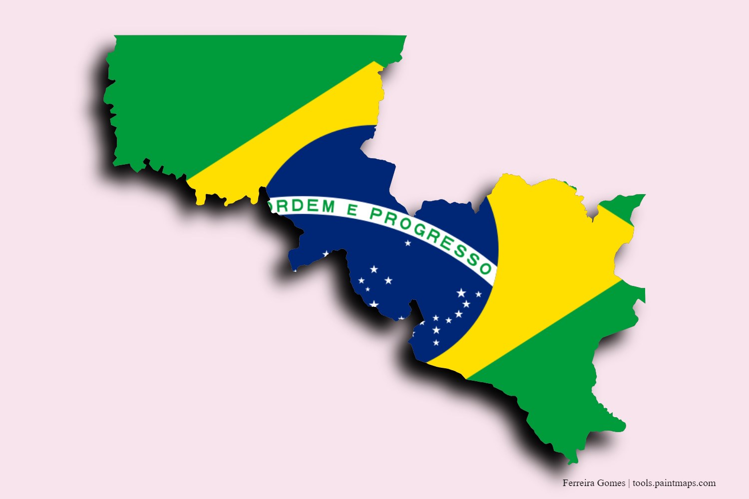 Mapa de la bandera de Ferreira Gomes con efecto de sombra 3D