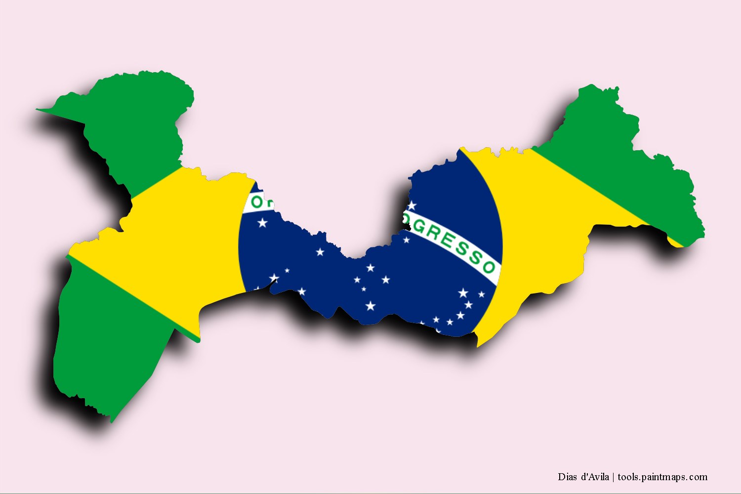 Mapa de la bandera de Dias d'Avila con efecto de sombra 3D