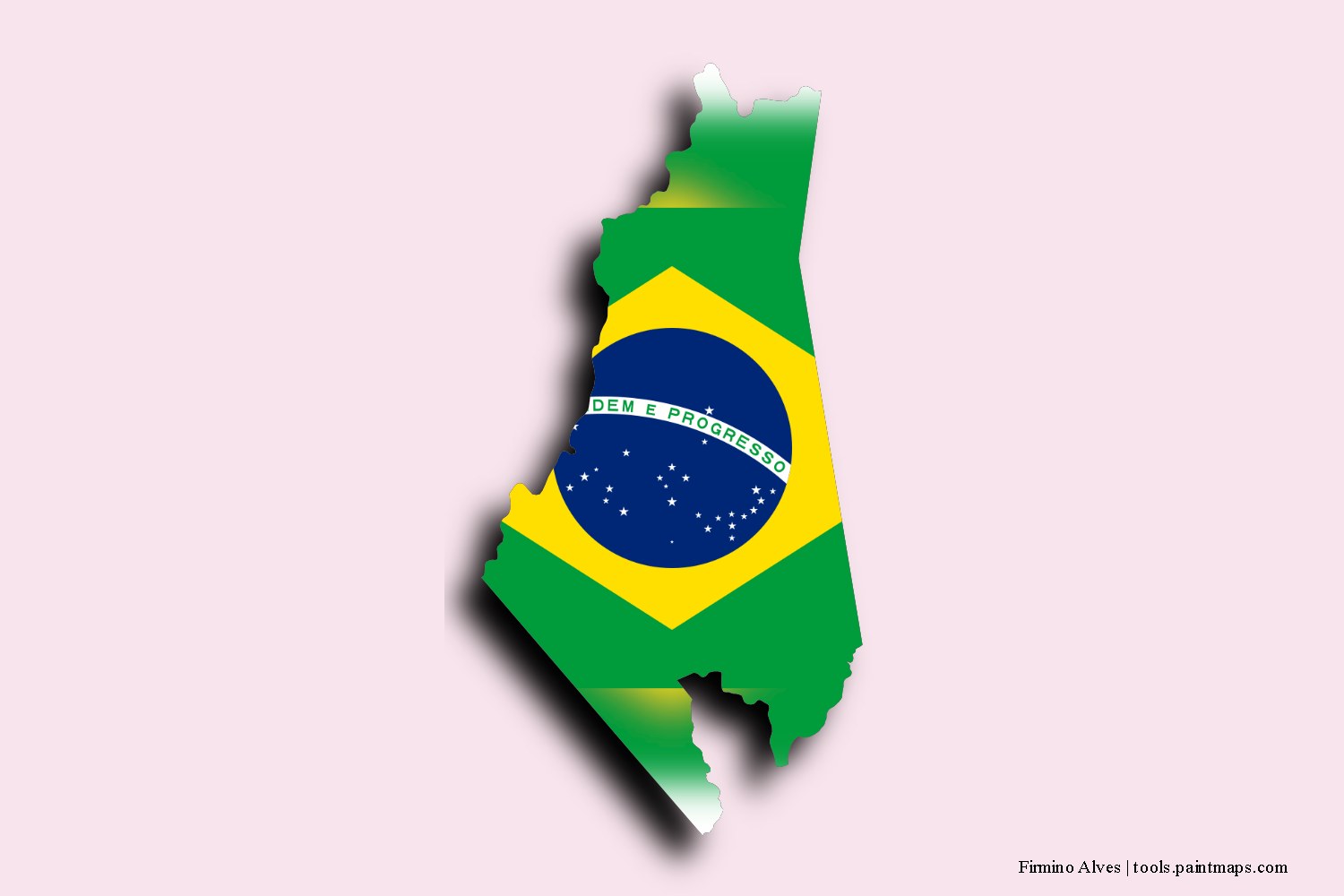 Mapa de la bandera de Firmino Alves con efecto de sombra 3D