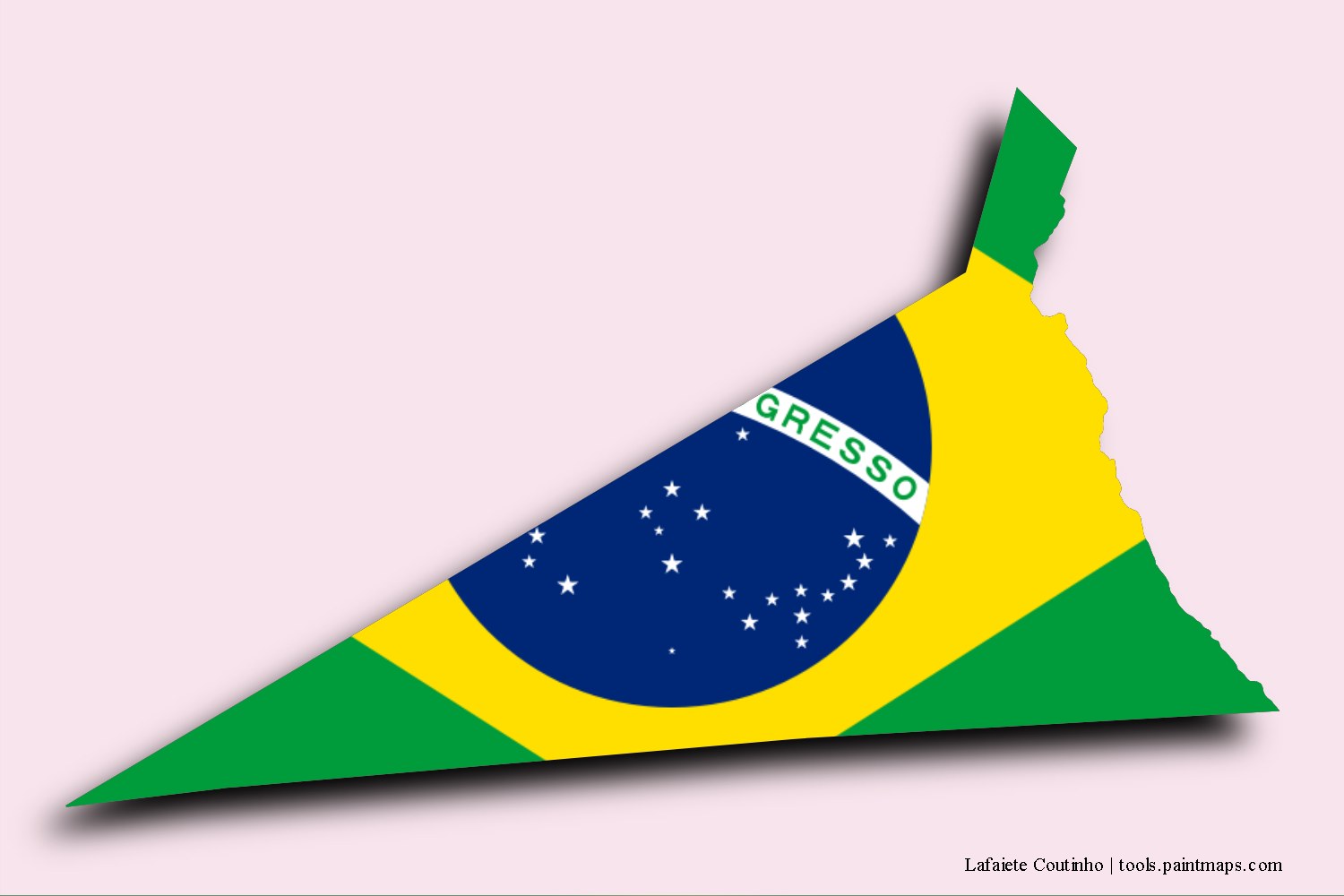 Mapa de la bandera de Lafaiete Coutinho con efecto de sombra 3D