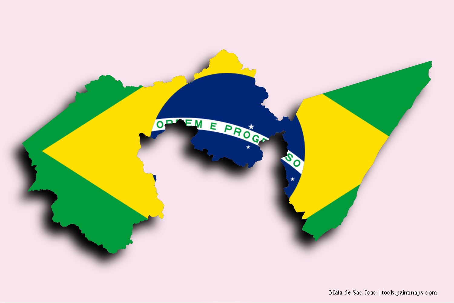 flag map of Mata de Sao Joao with 3D shadow effect