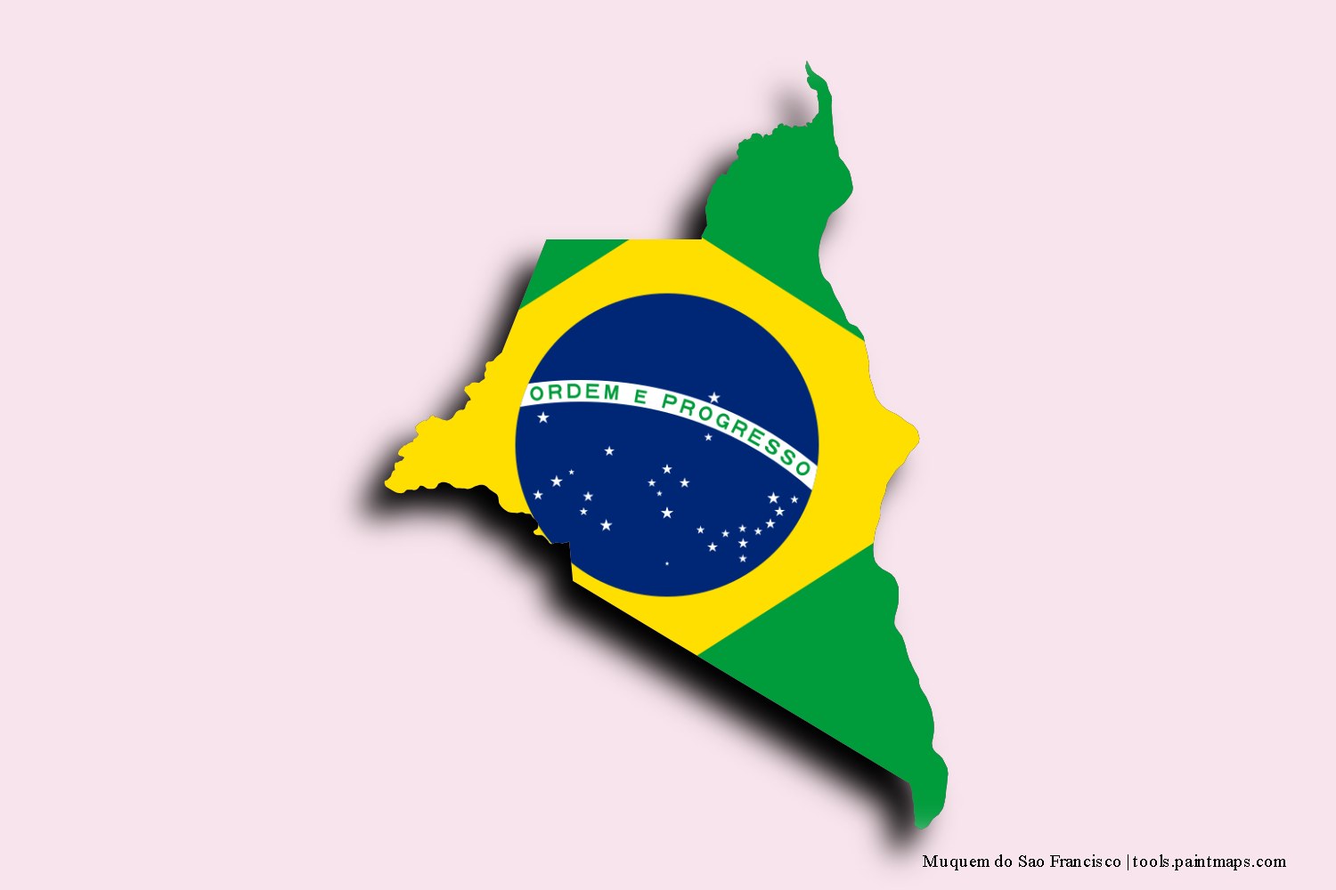 flag map of Muquem do Sao Francisco with 3D shadow effect