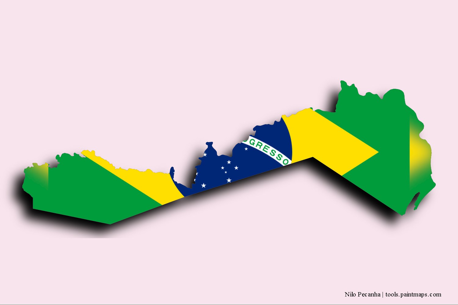 Mapa de la bandera de Nilo Pecanha con efecto de sombra 3D