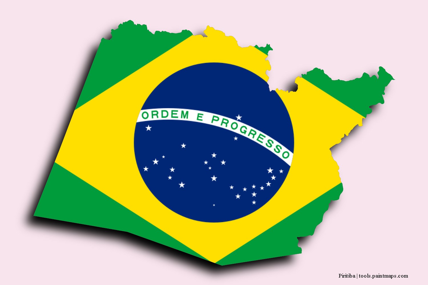 flag map of Piritiba with 3D shadow effect