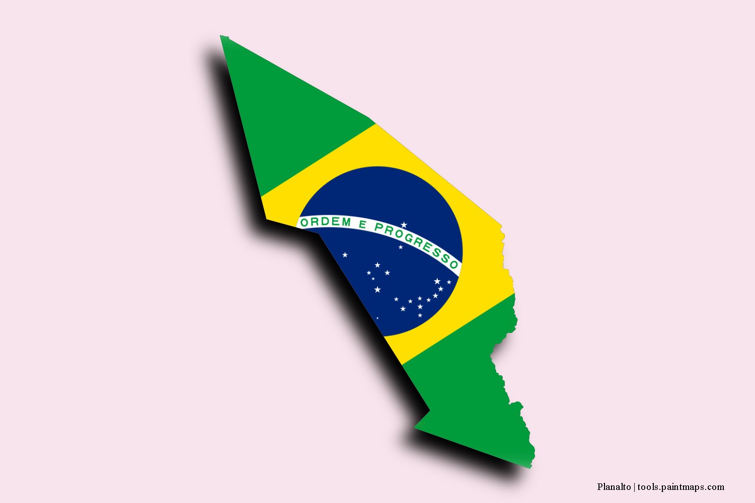 flag map of Planalto with 3D shadow effect