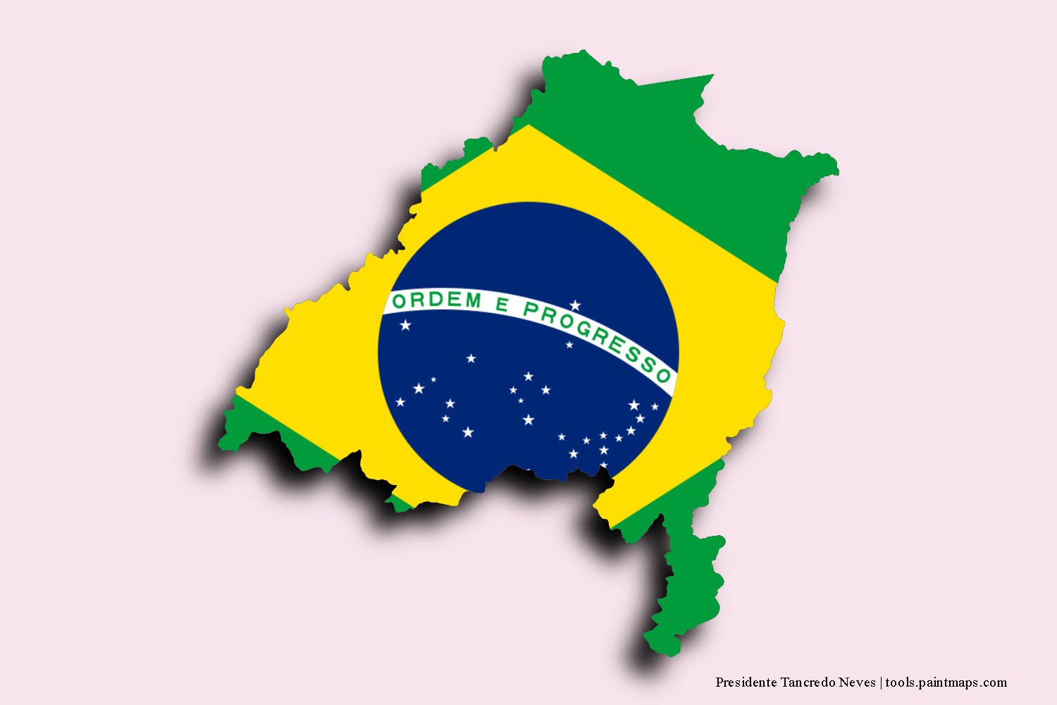 flag map of Presidente Tancredo Neves with 3D shadow effect