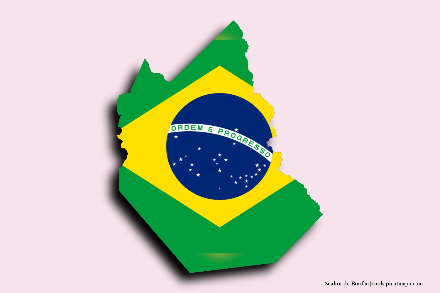 flag map of Senhor do Bonfim with 3D shadow effect