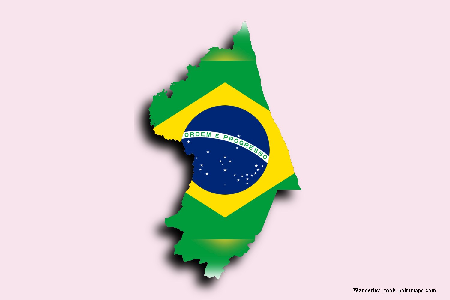 Mapa de la bandera de Wanderley con efecto de sombra 3D