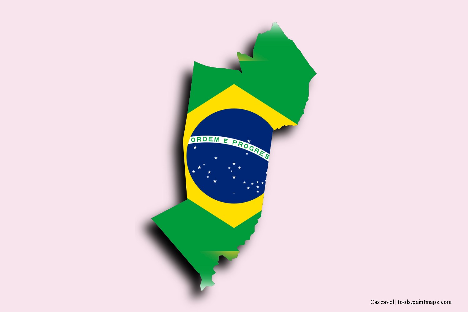 Mapa de la bandera de Cascavel con efecto de sombra 3D