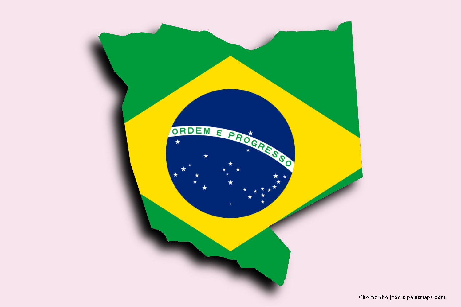 flag map of Chorozinho with 3D shadow effect