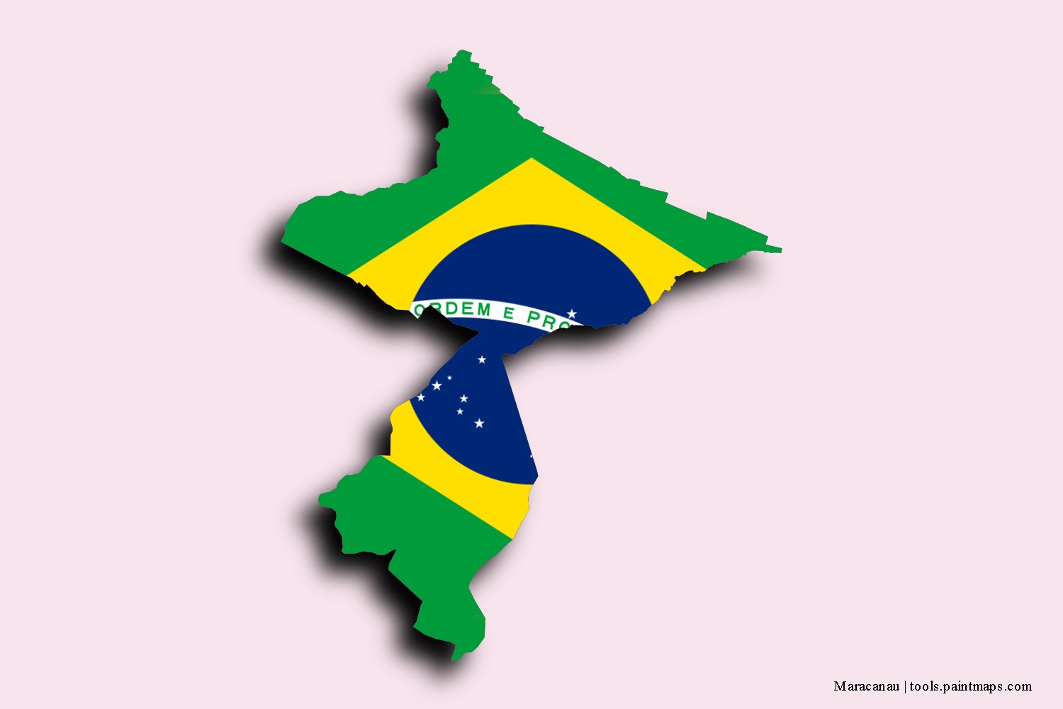 flag map of Maracanau with 3D shadow effect