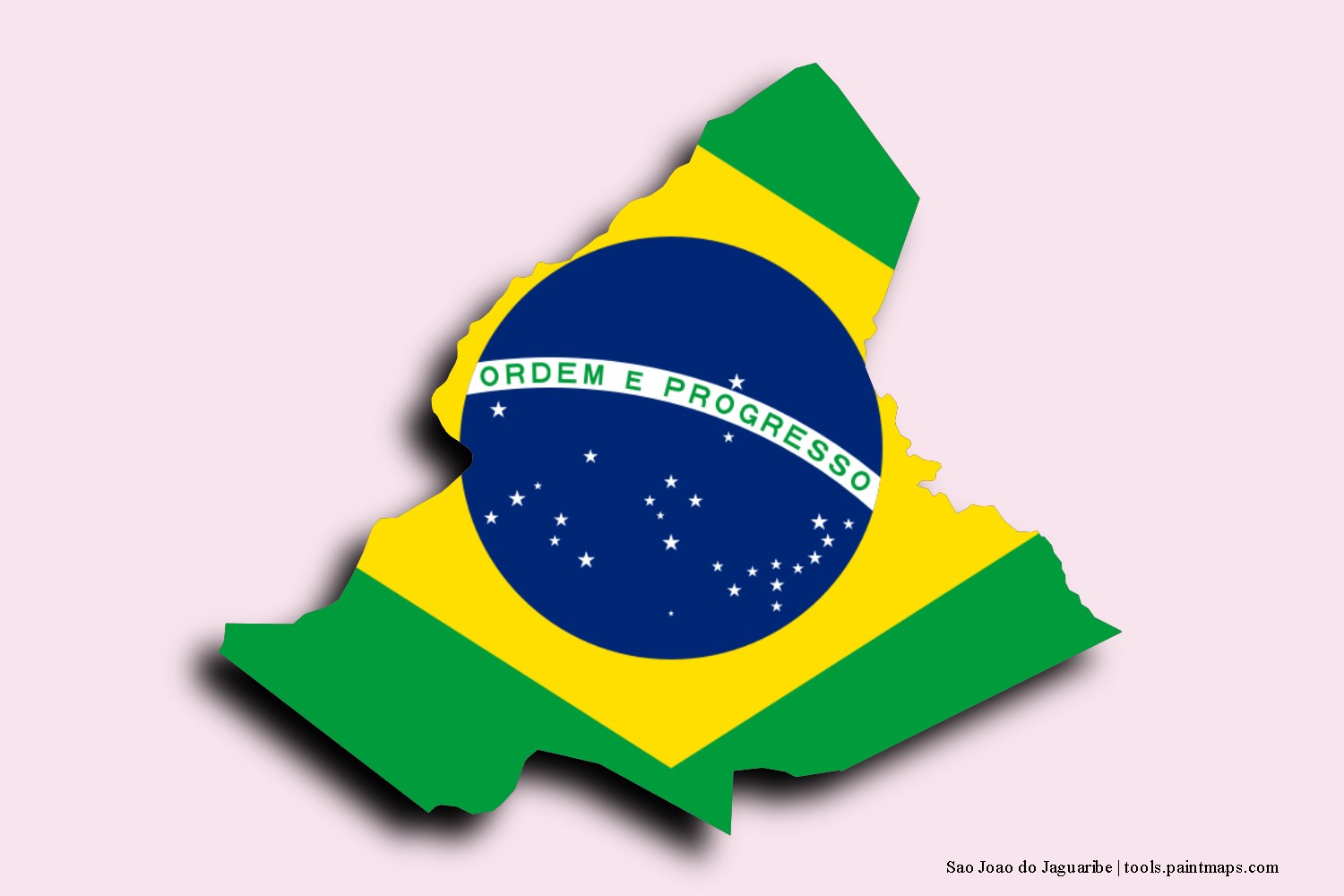 flag map of Sao Joao do Jaguaribe with 3D shadow effect