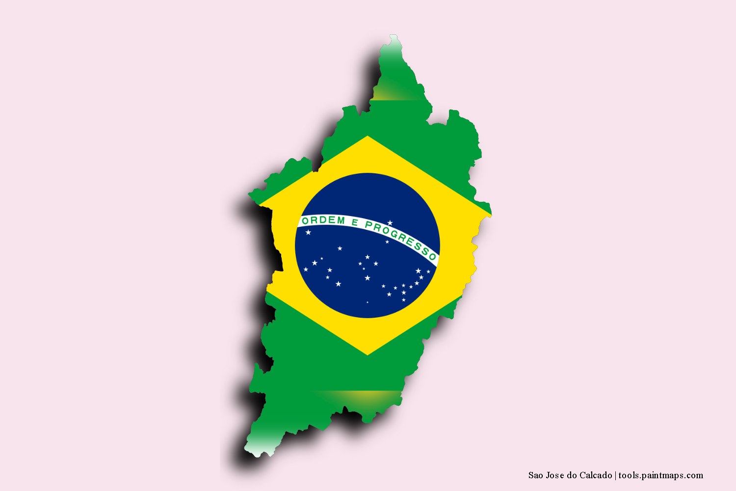 flag map of Sao Jose do Calcado with 3D shadow effect