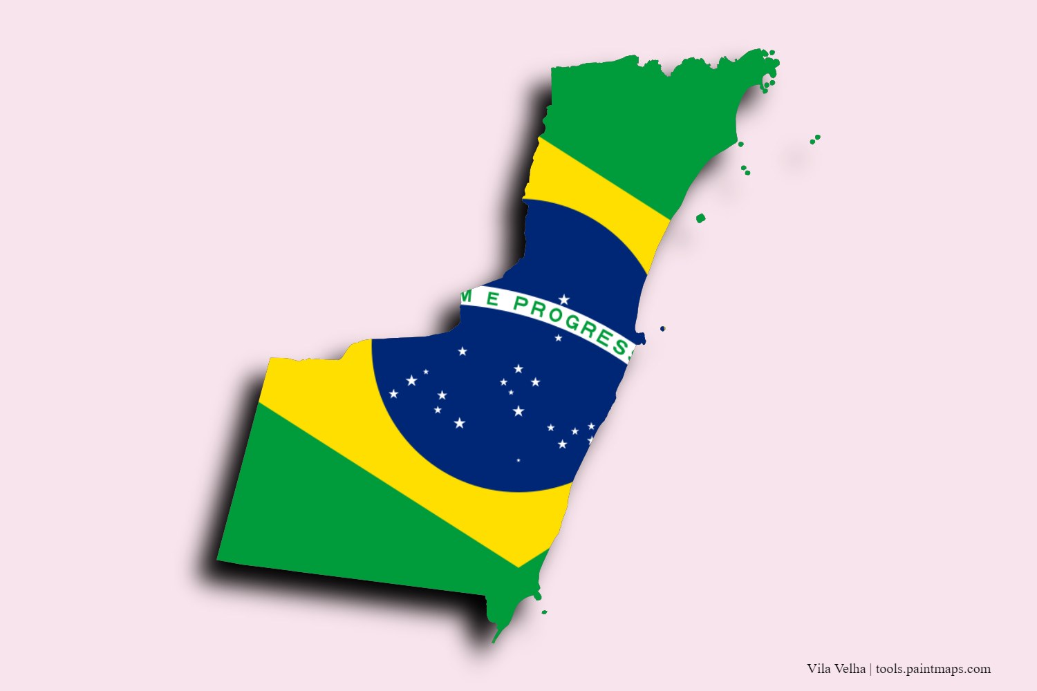 flag map of Vila Velha with 3D shadow effect