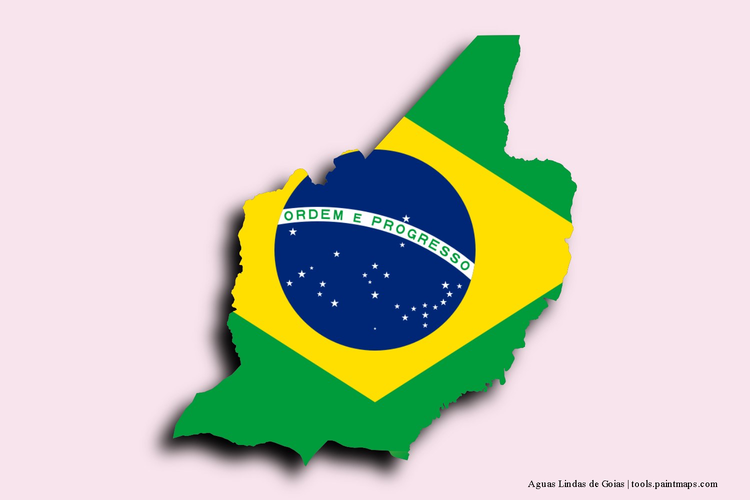 flag map of Aguas Lindas de Goias with 3D shadow effect