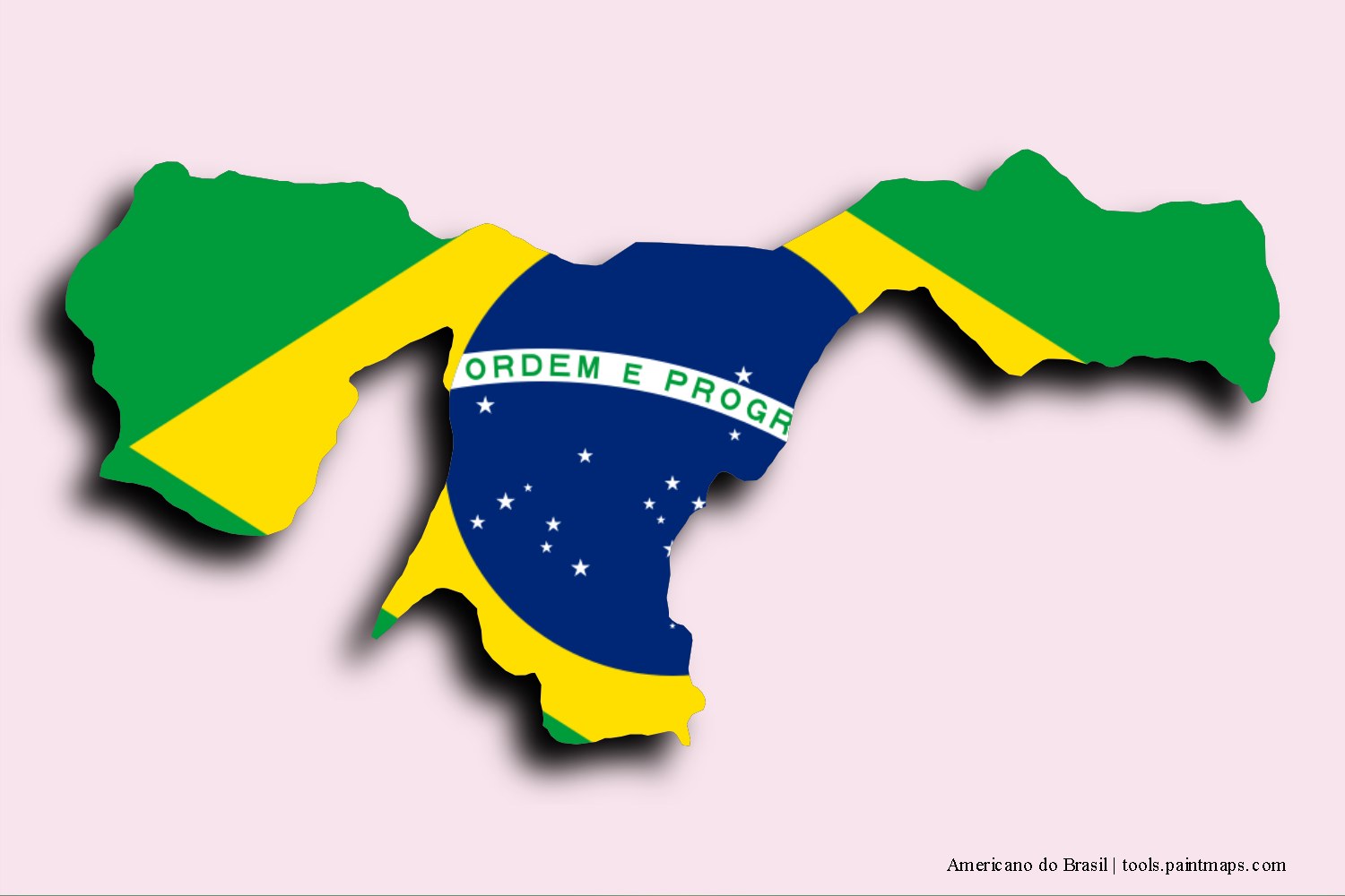 Mapa de la bandera de Americano do Brasil con efecto de sombra 3D