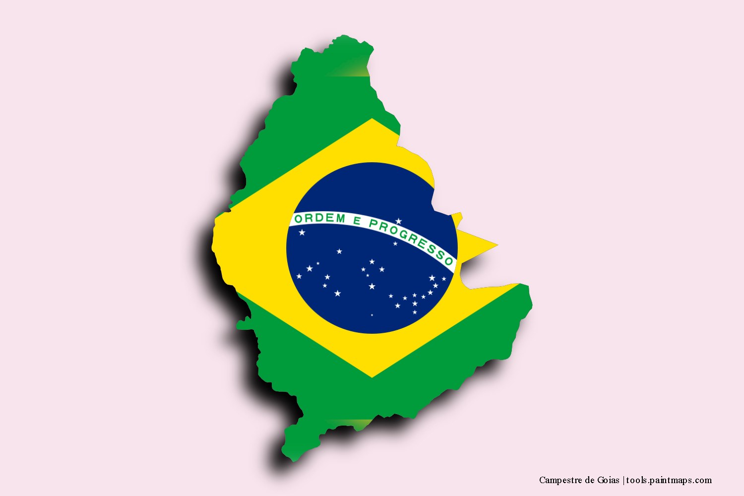 flag map of Campestre de Goias with 3D shadow effect