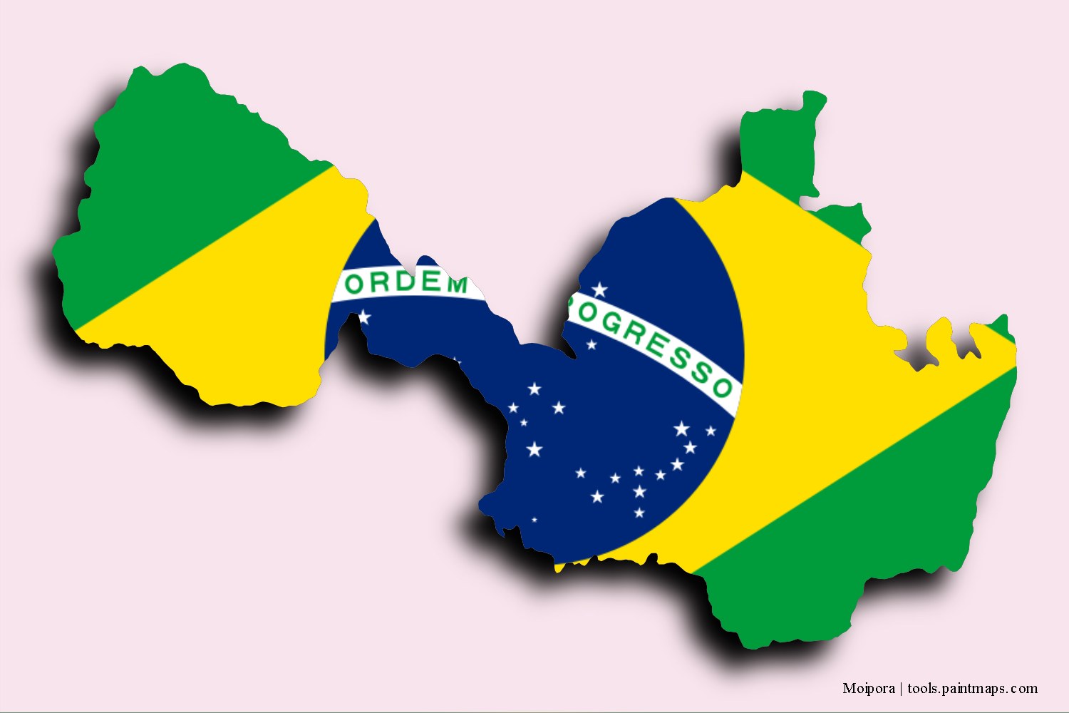 Mapa de la bandera de Moipora con efecto de sombra 3D