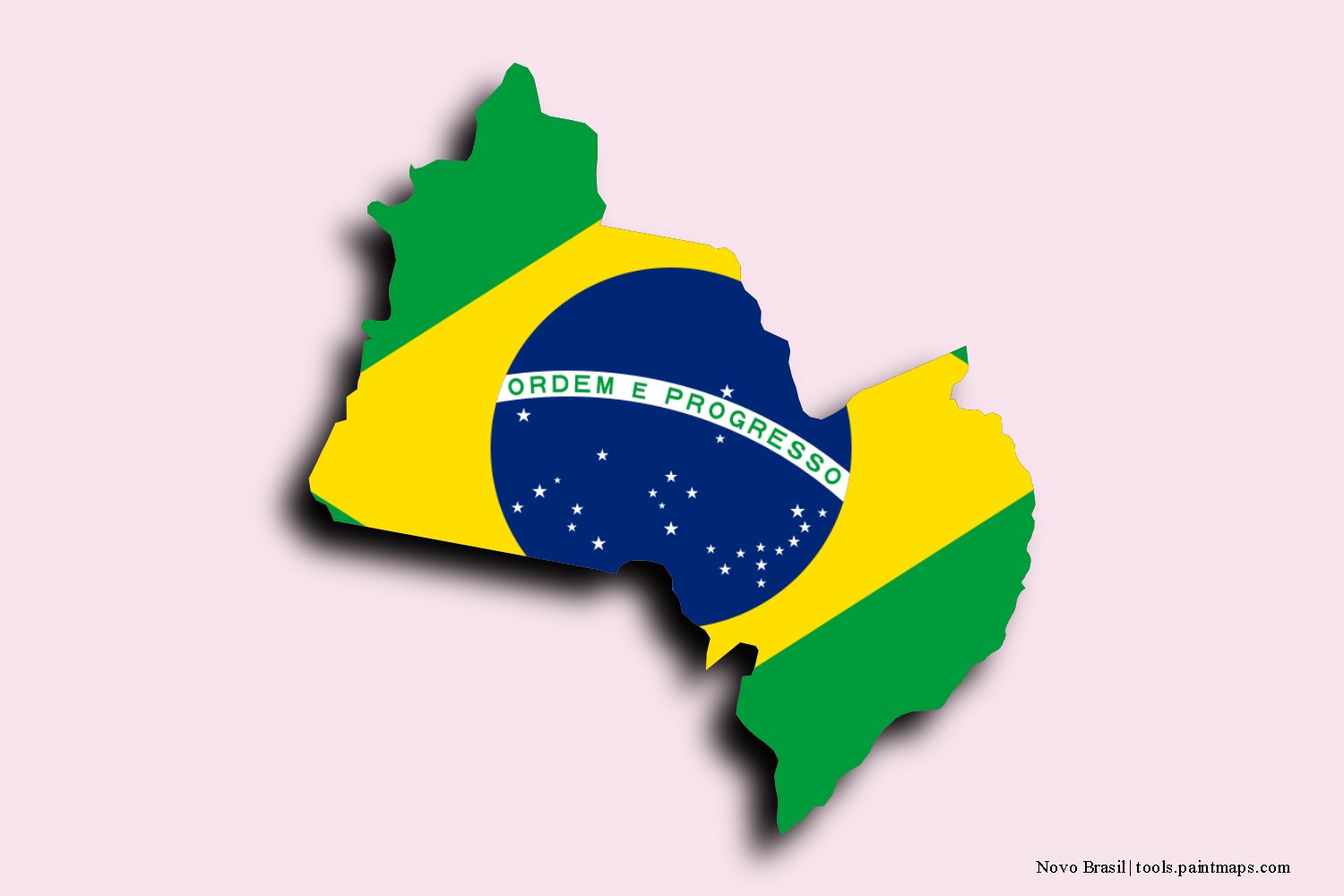 Mapa de la bandera de Novo Brasil con efecto de sombra 3D