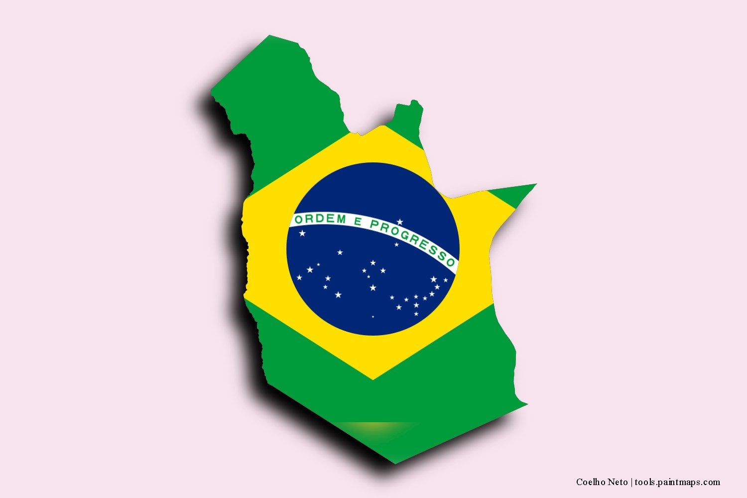 flag map of Coelho Neto with 3D shadow effect