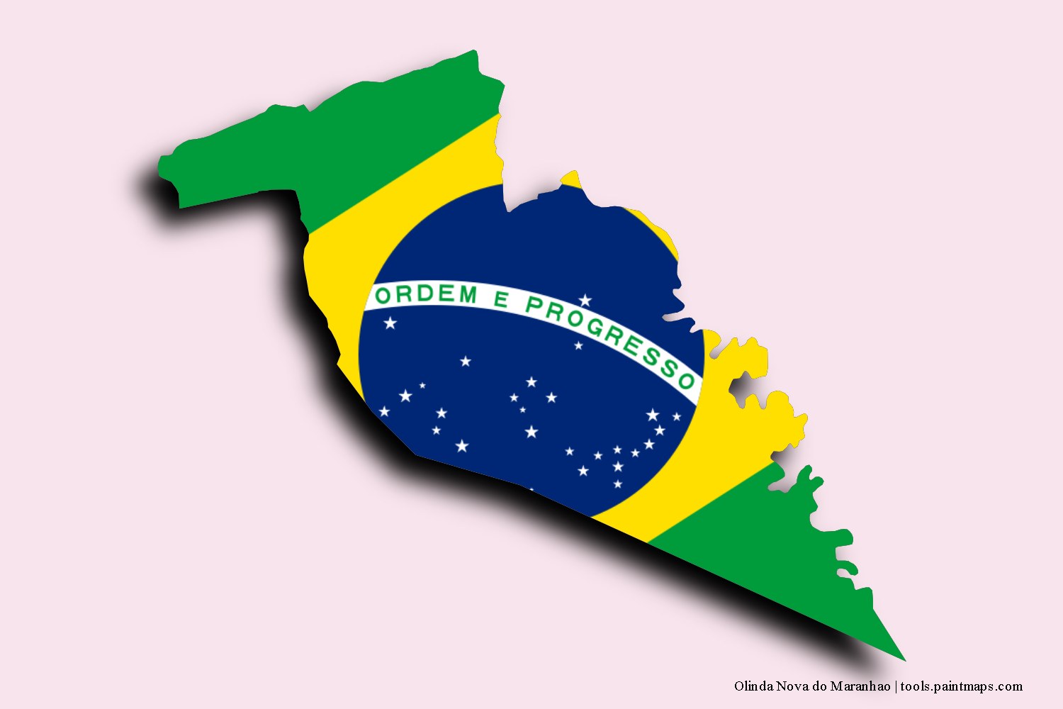 flag map of Olinda Nova do Maranhao with 3D shadow effect