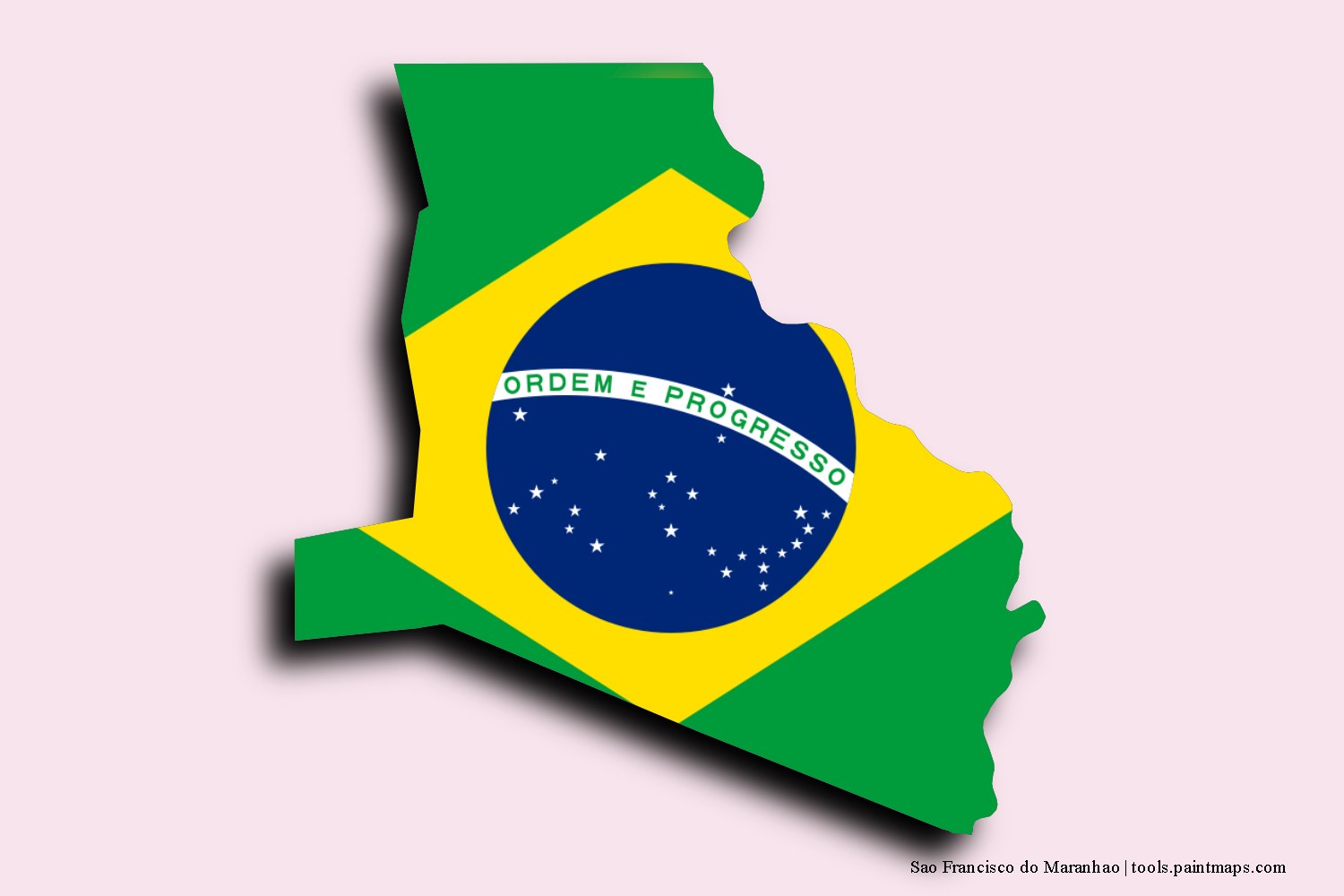 flag map of Sao Francisco do Maranhao with 3D shadow effect