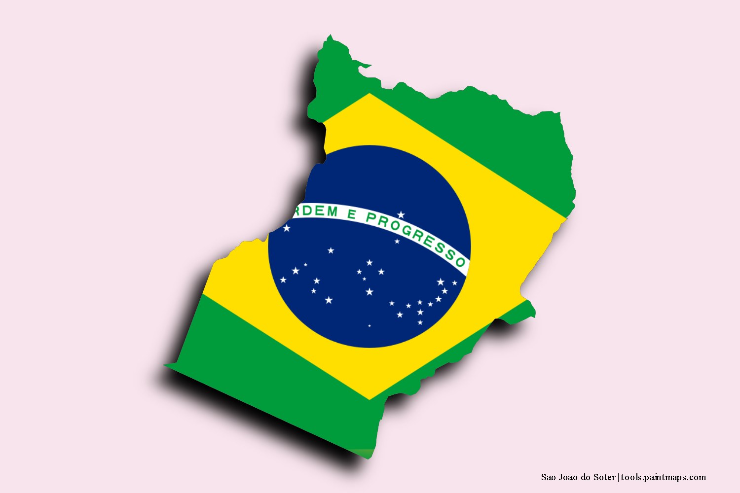 flag map of Sao Joao do Soter with 3D shadow effect