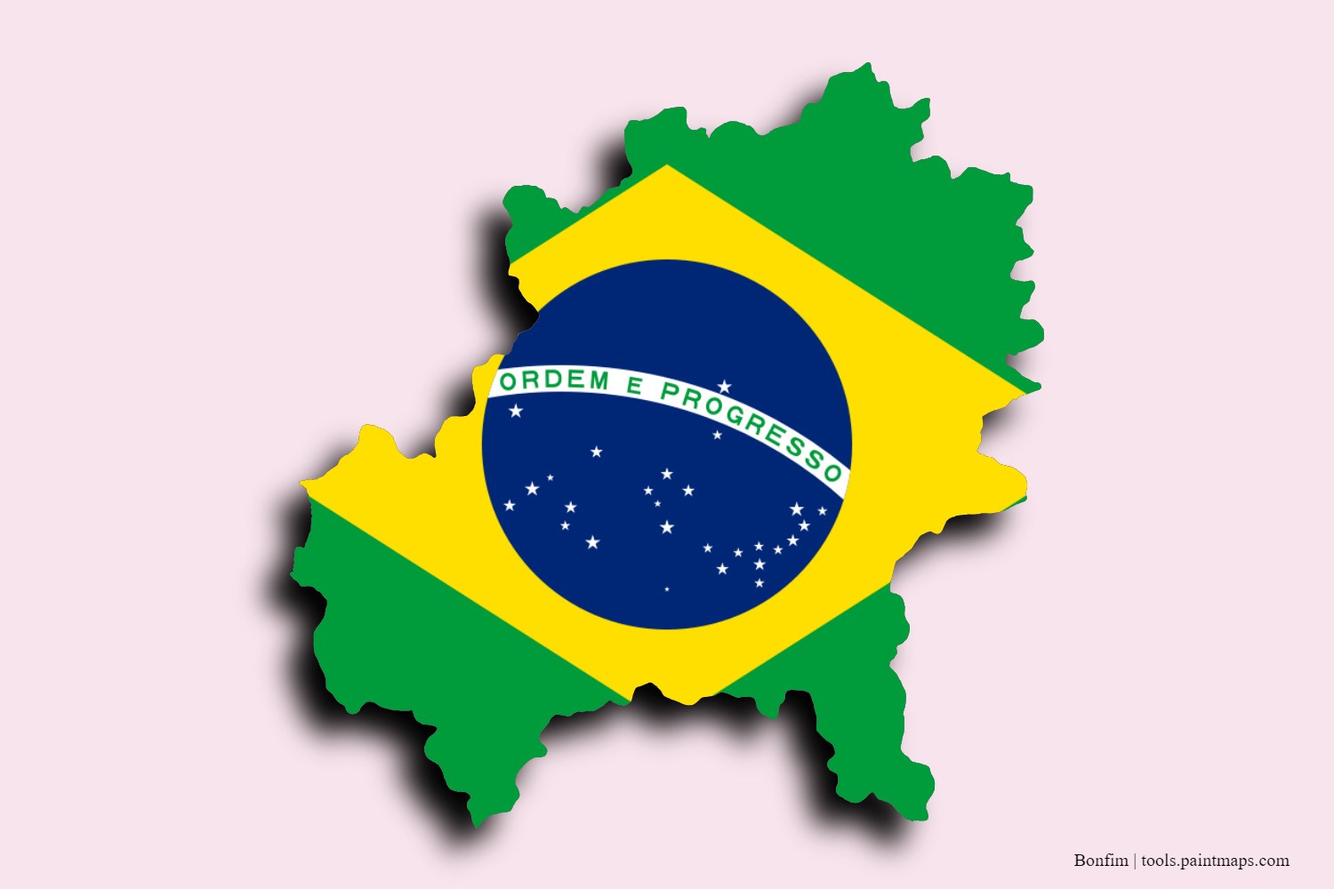 flag map of Bonfim with 3D shadow effect