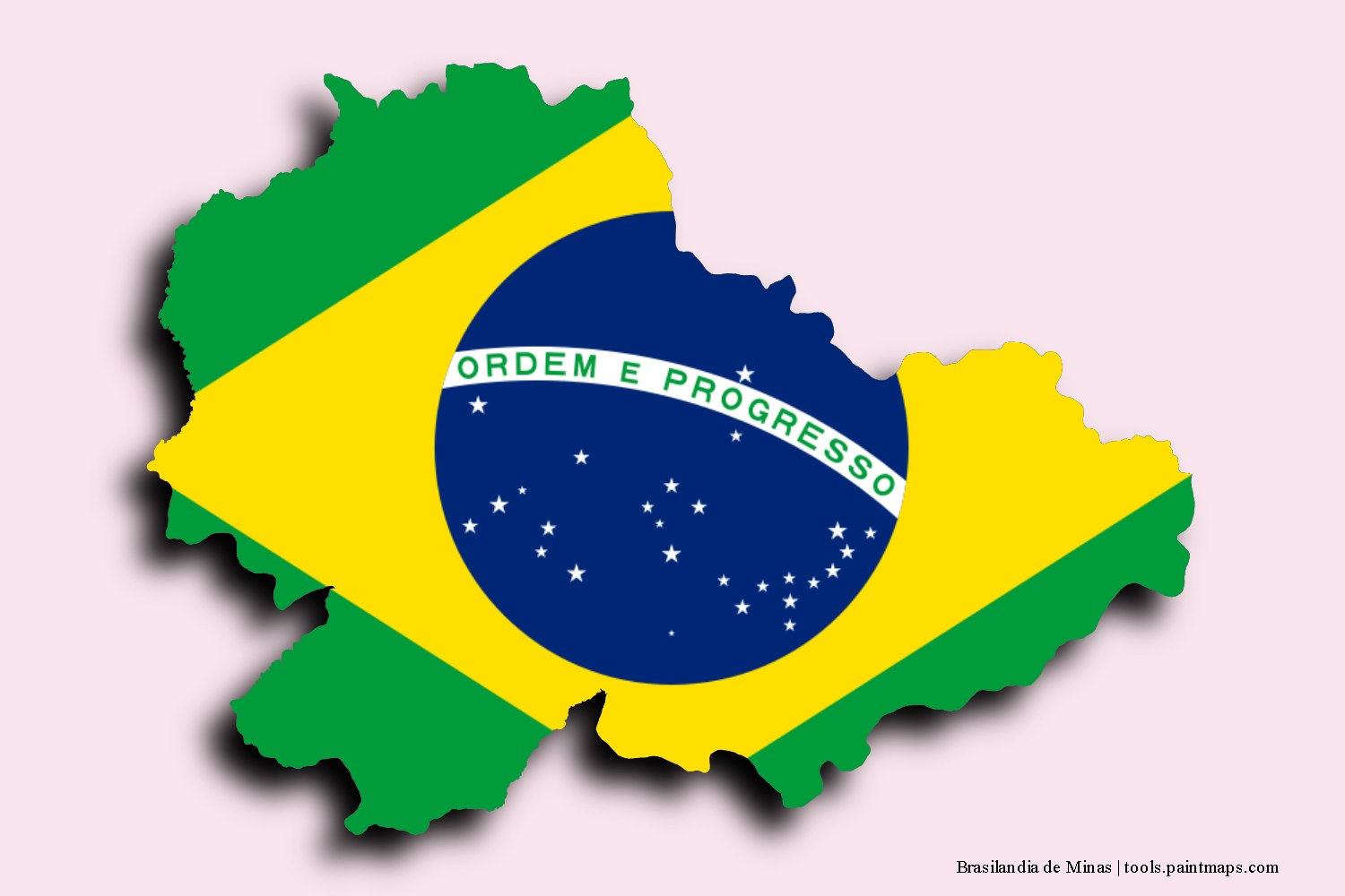 flag map of Brasilandia de Minas with 3D shadow effect