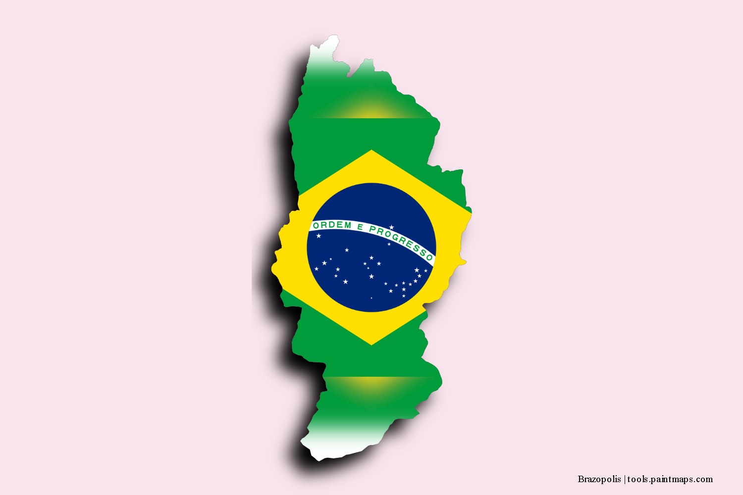 Mapa de la bandera de Brazopolis con efecto de sombra 3D