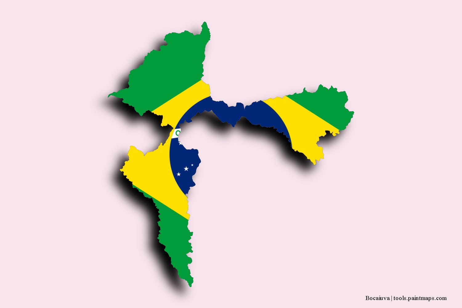 Mapa de la bandera de Bocaiuva con efecto de sombra 3D