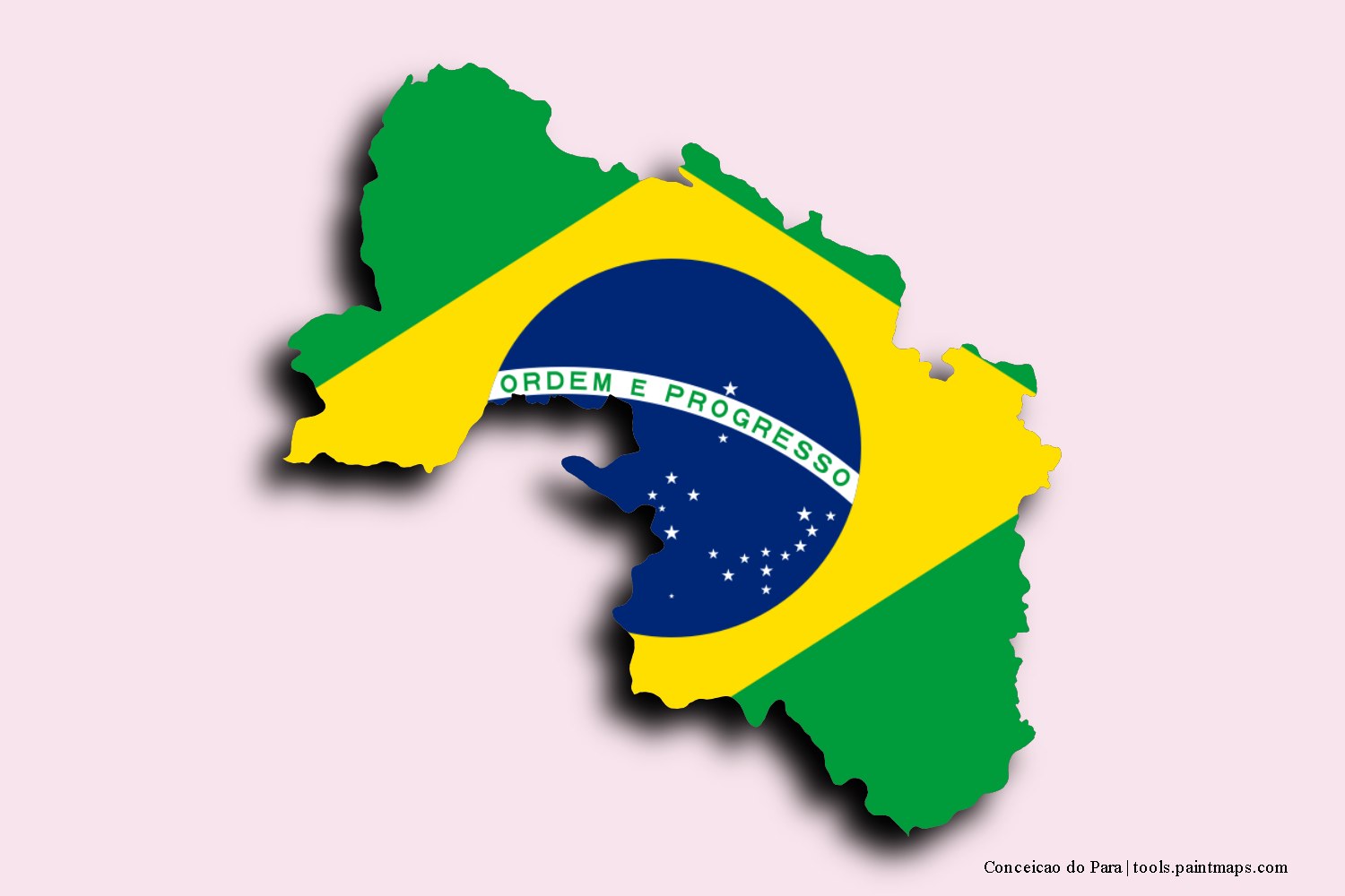 flag map of Conceicao do Para with 3D shadow effect