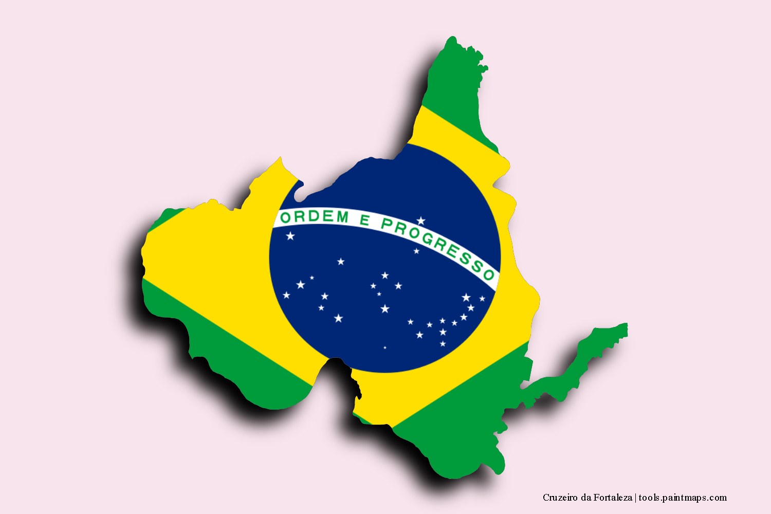 flag map of Cruzeiro da Fortaleza with 3D shadow effect