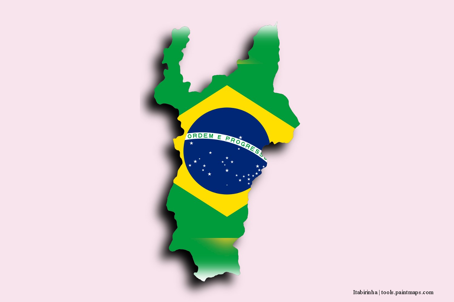 flag map of Itabirinha with 3D shadow effect