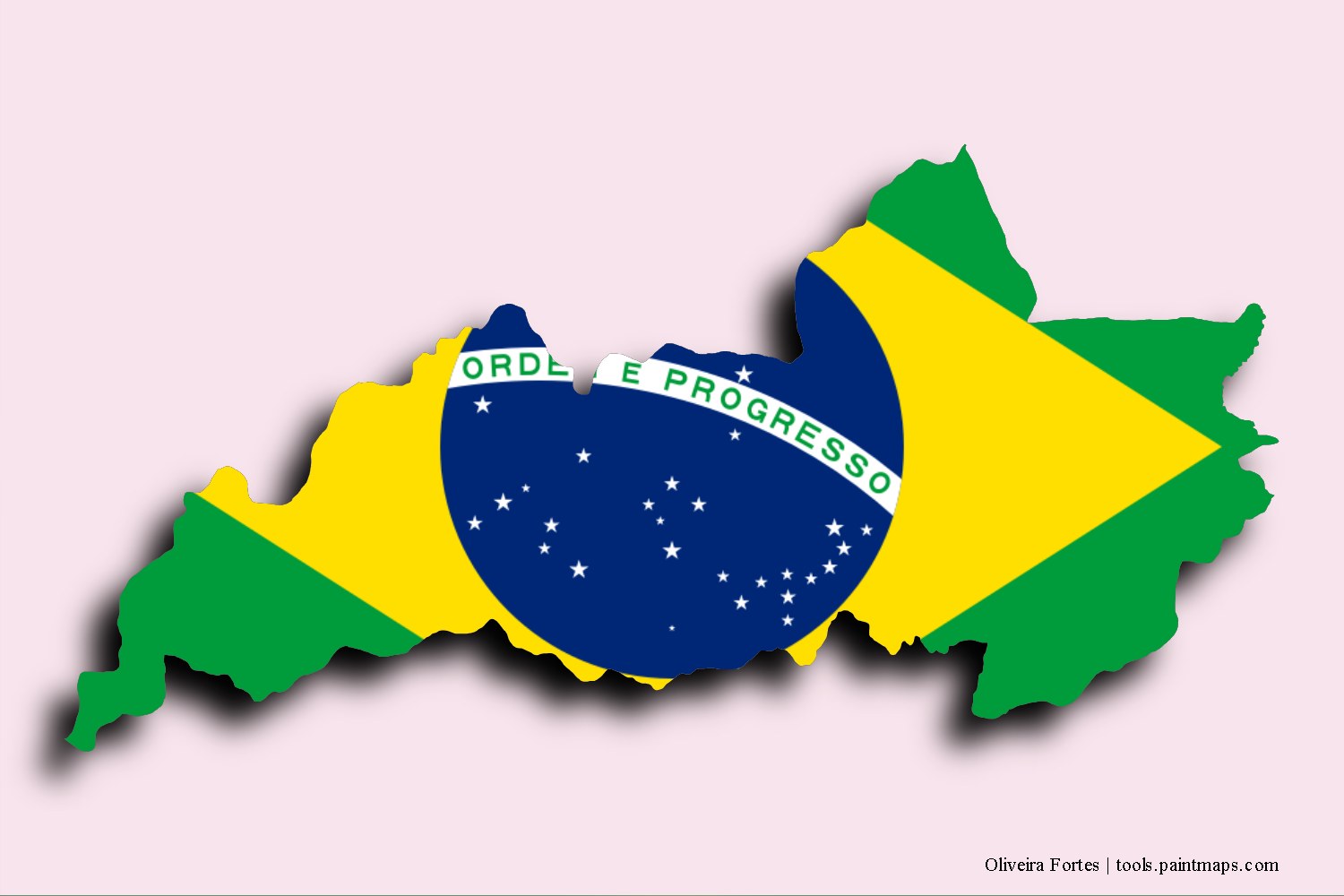 flag map of Oliveira Fortes with 3D shadow effect