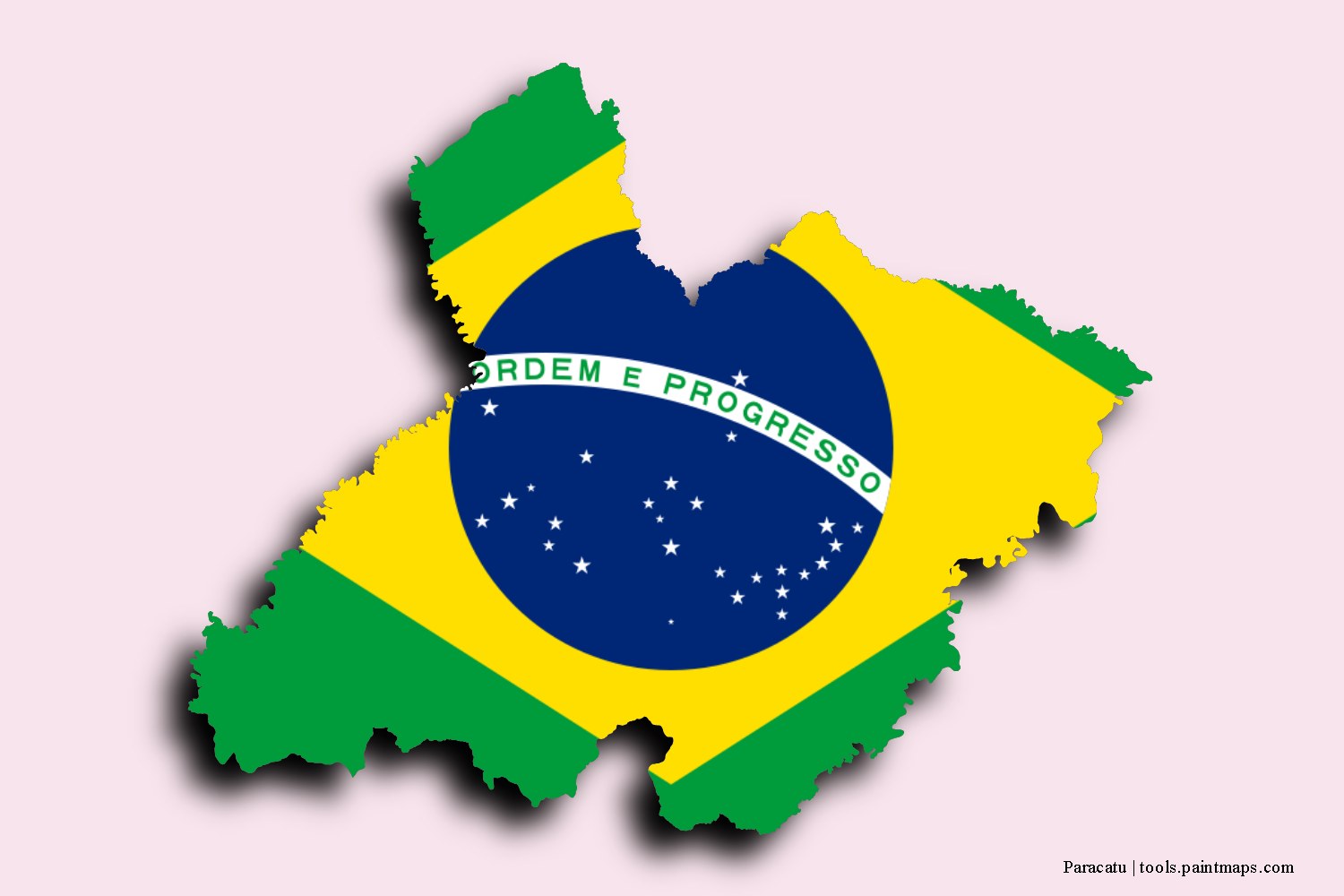 flag map of Paracatu with 3D shadow effect