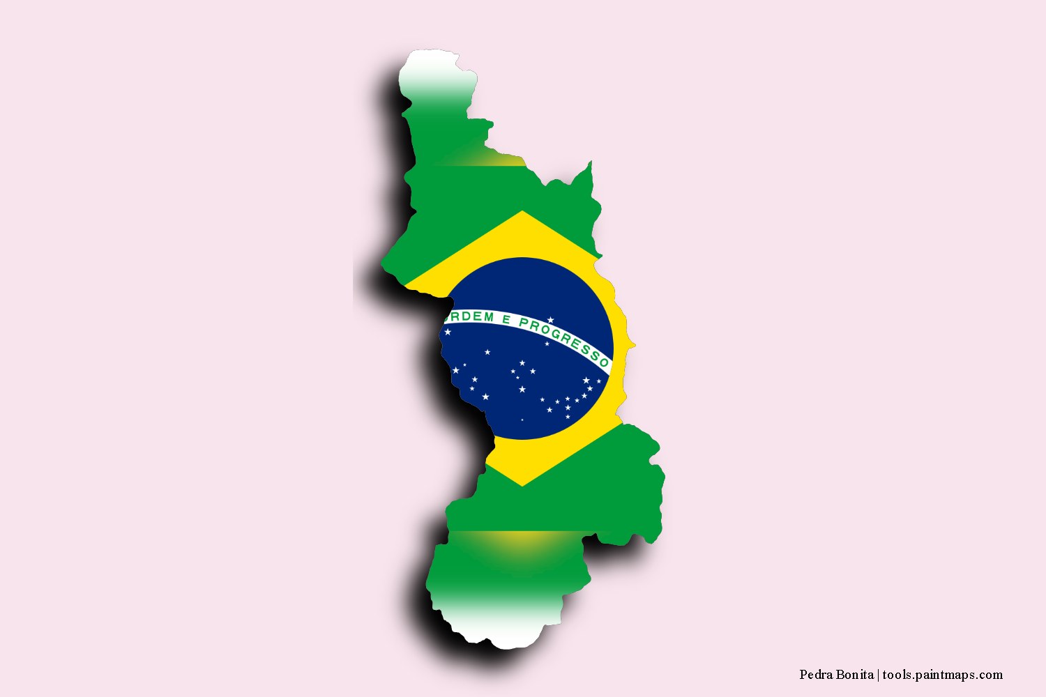 flag map of Pedra Bonita with 3D shadow effect