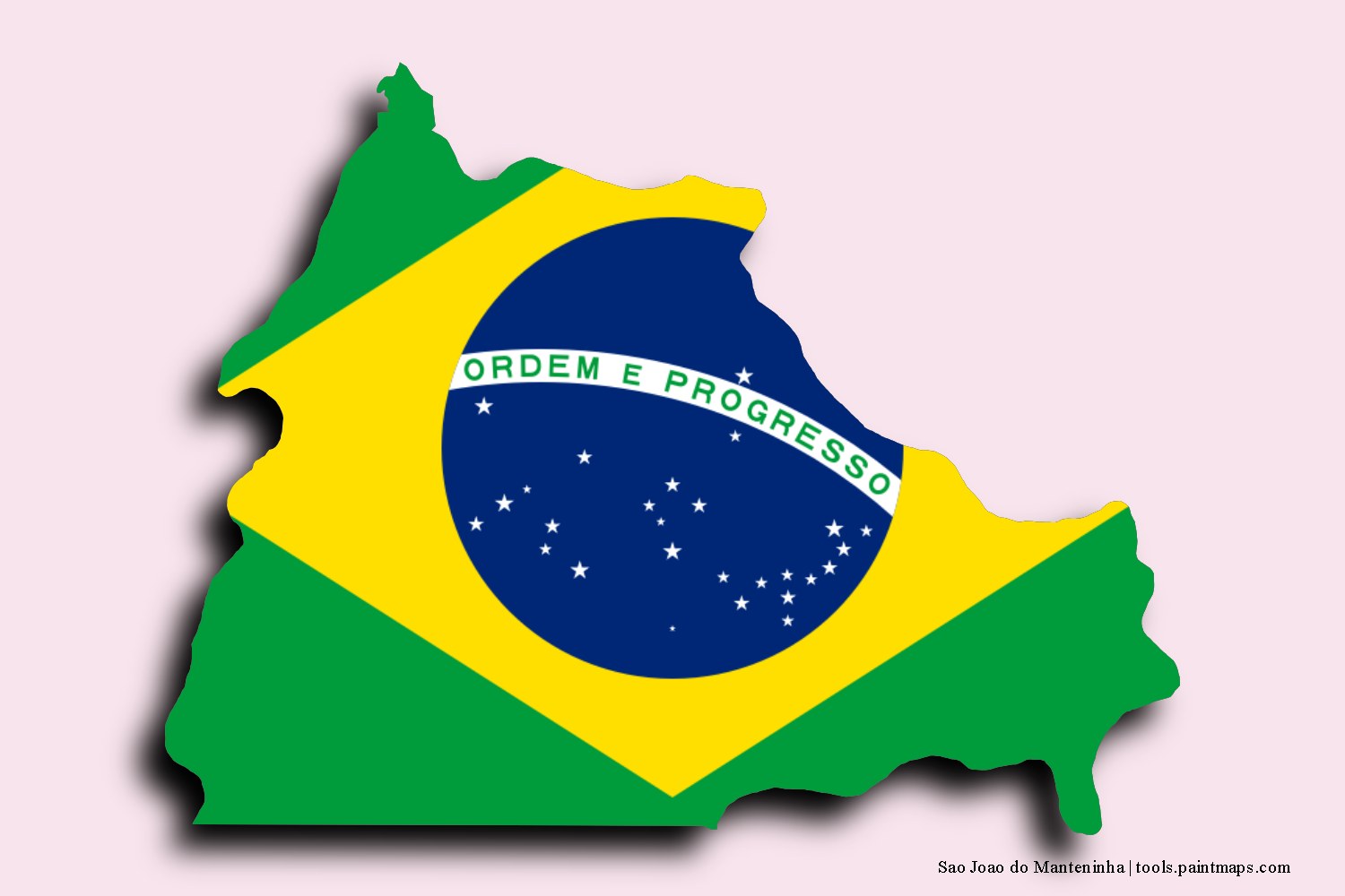 flag map of Sao Joao do Manteninha with 3D shadow effect