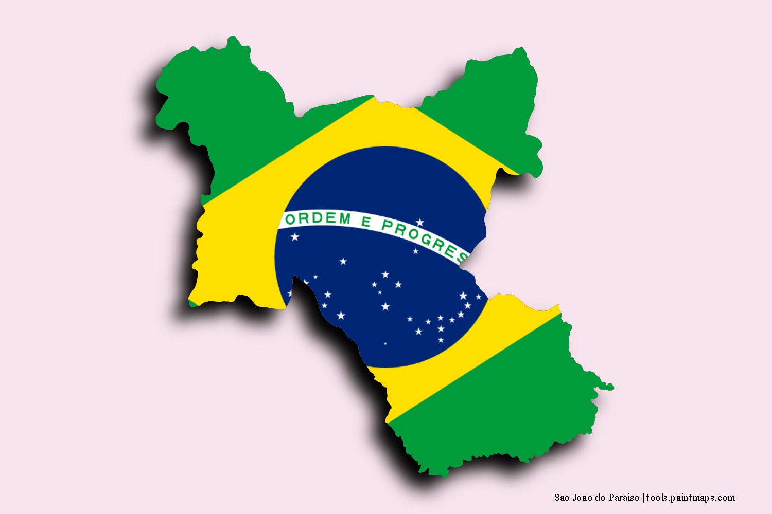 flag map of Sao Joao do Paraiso with 3D shadow effect