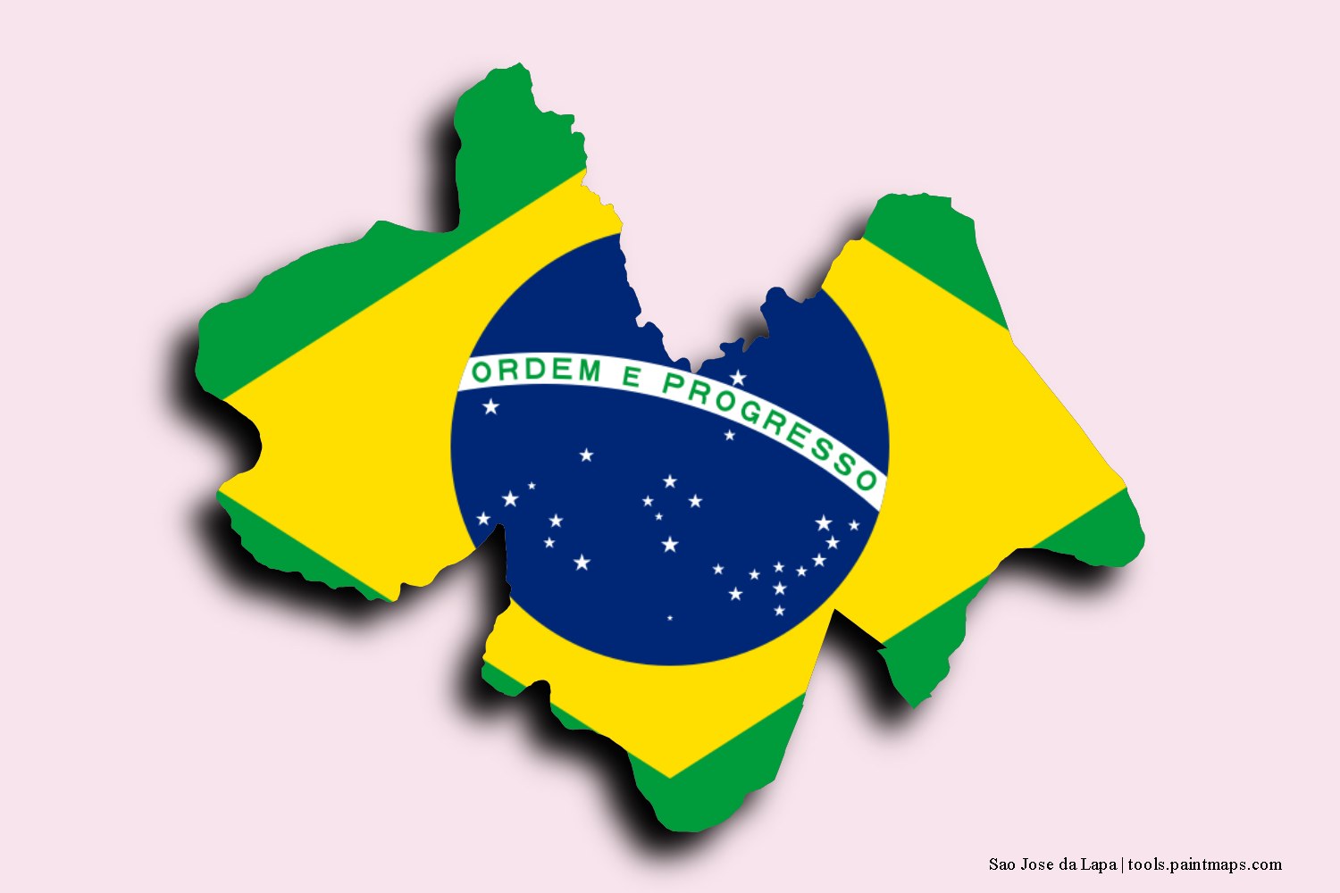 flag map of Sao Jose da Lapa with 3D shadow effect