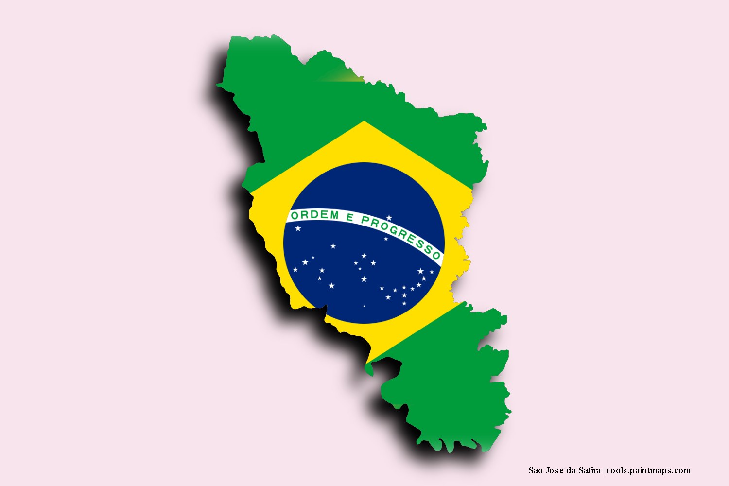 flag map of Sao Jose da Safira with 3D shadow effect