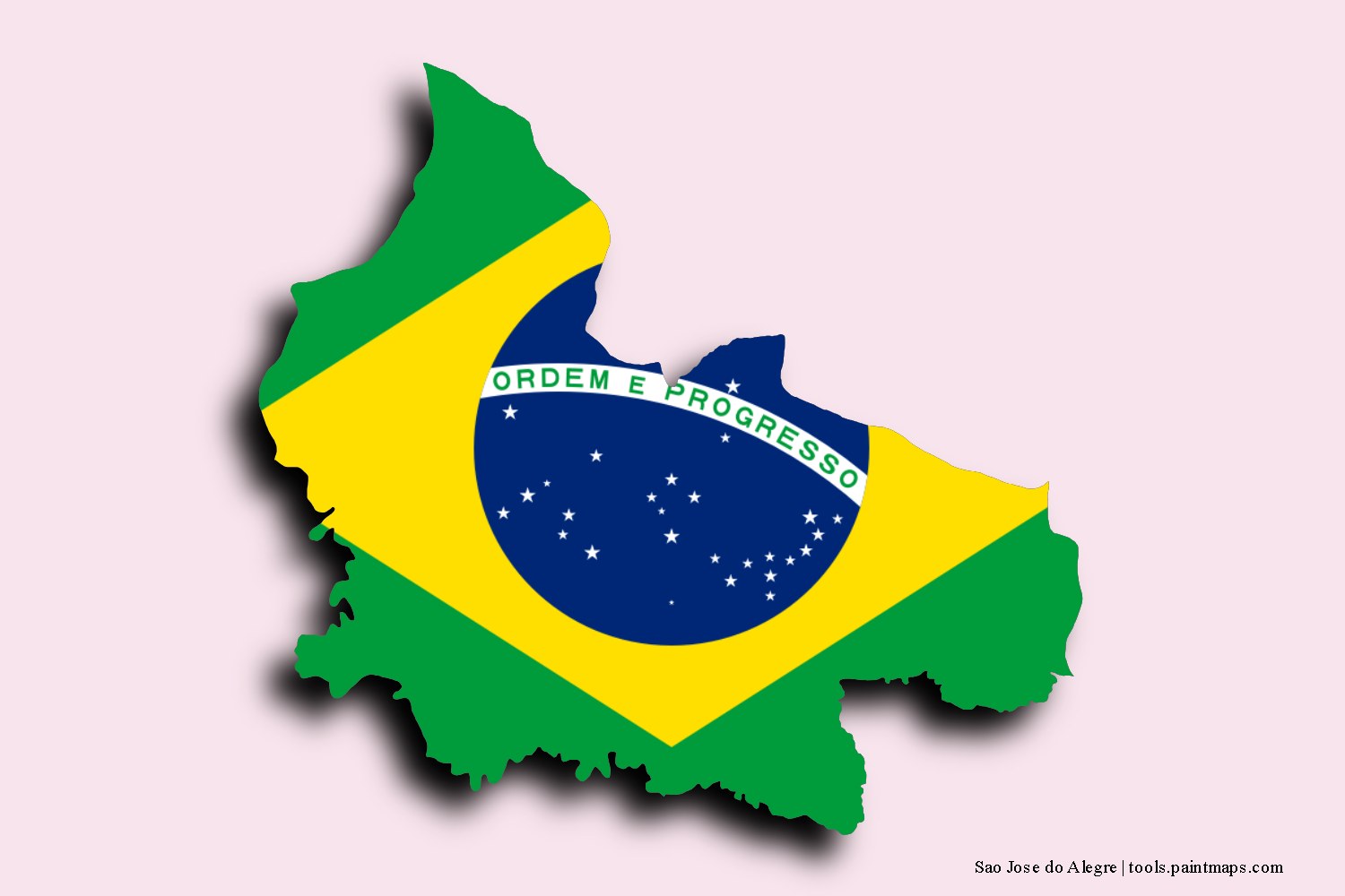 flag map of Sao Jose do Alegre with 3D shadow effect