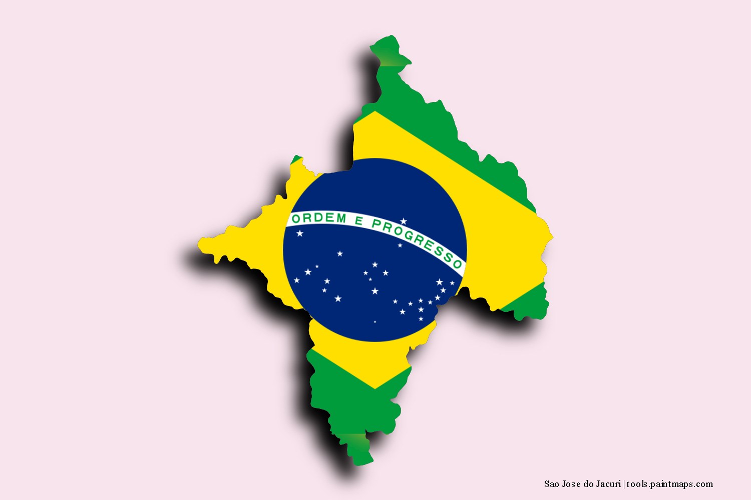 flag map of Sao Jose do Jacuri with 3D shadow effect